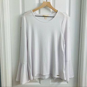 Michael Michael Kors Top White Long Sleeve Flare Minimalist Women’s Size Large